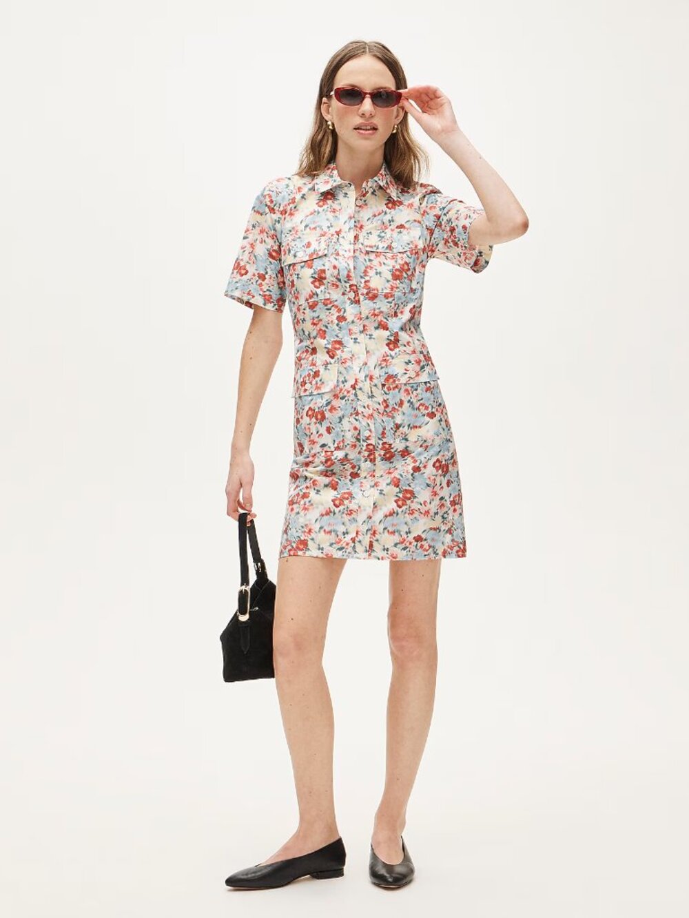 J.Crew Utility shirt-dress in floral print-multi color-cotton poplin-CS948-NWT